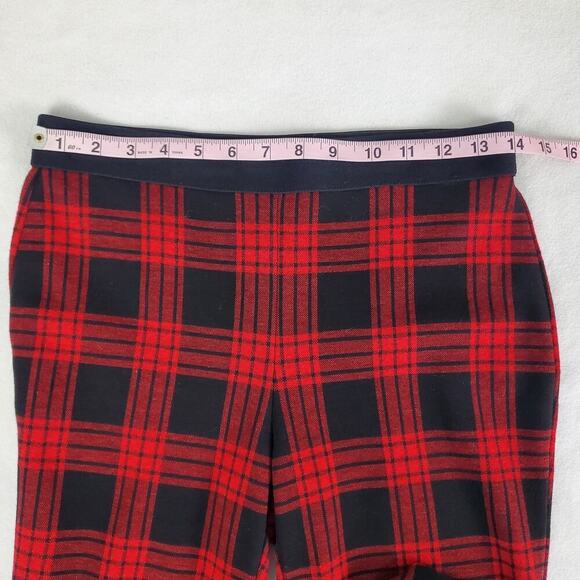 Talbots Buffalo Plaid Ankle Pull On Stretch Pants Petite 6P Red Black Leggings - Picture 7 of 8